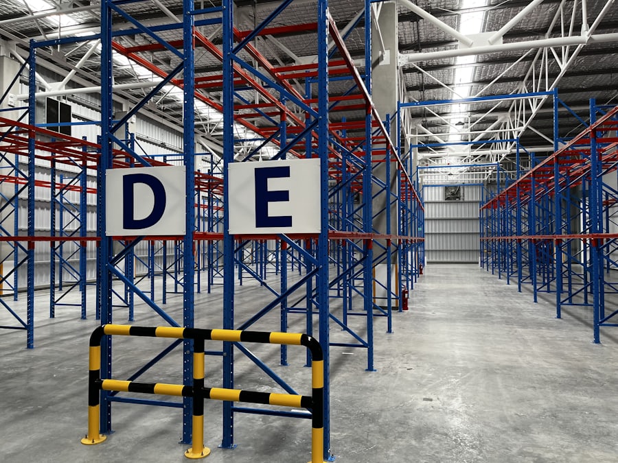 Warehouse shelves stocked with electrical materials